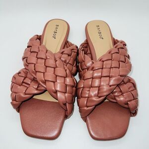 Bamboo Women's Braided Crisscross Strap Kick 61 Sandal Pink Size 6 New